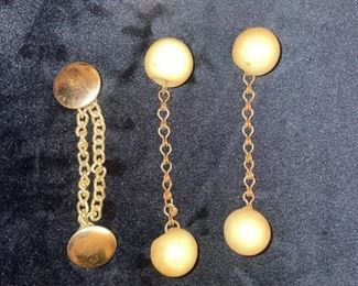 Vintage Coat Buttons & Chain, Monogrammed Collar Buttons!