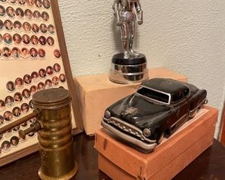 Showa Battery Operated Toy Car w/Box, 1950s Hamilton Knight in Armor w/Box & Eagle #66 Brass Oiler!
