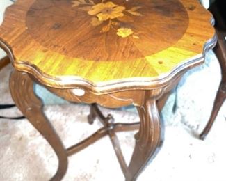 Wood Inlay Top Parlor Table!
