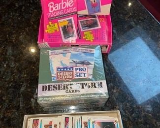 Elvis Boxcar Enterprises Playing Cards, Desert Storm Trading Cards, Barbie Trading Cards 1990 Mattel!
