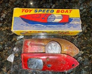 Vintage Toy Speed Boat Specialty Sales Candle Power!