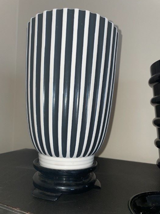 Wedgewood Black & White Stripes Art Deco Norman Wilson Vase!