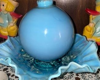 Blue Milk Glass Lightning Rod Ball!