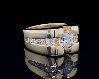 Extraordinary Gent's 2.13 Carat Diamond Estate Ring in Heavy 14k Yellow Gold
