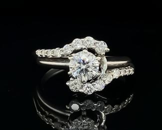 Stunning Sparkle! 1 Carat Round Diamond Bypass Swirl Channel Ring in 14k White Gold