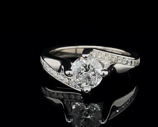 Gorgeous 1.00 Carat Diamond Bypass Ring in 14k White Gold
