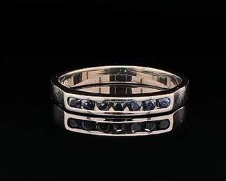 Versatile Beauty! Natural Sapphire Channel Square Top Band in 14k White Gold