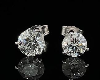 BRAND NEW! Classic Solitaire 0.75ctw Round Diamond Martini Stud Earrings in 14k White Gold
