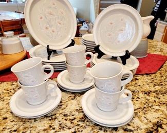 Noritake, Stoneware set, service for 6,  two services for 6, twelve services available, "Ice Flower"