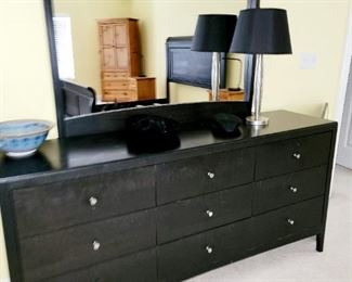 Black contemporary dresser, matching pieces 