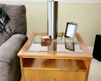 George Kovacs, lamp, Contemporary,   Hammery Glass Top Side Table