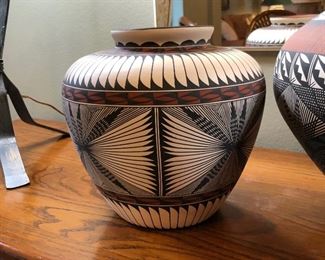 Hand made, hand painted Acoma pot, illegibly signed 