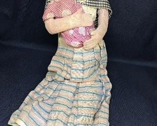 Vintage Latin American doll, hand painted face, hand made clothes