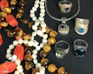 Semi precious jewelry including Effy New York aquamarine and topaz