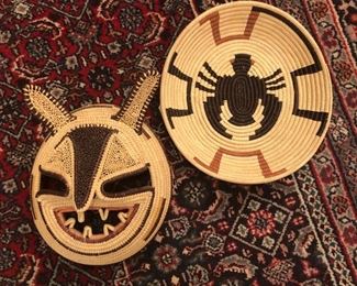 Wounaan basket and Embera mask from Panama, each a one of a kind work of art
