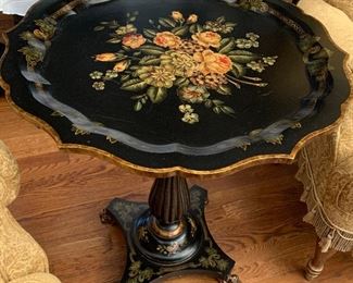 Maitland Smith Hand Painted Pedestal Table 