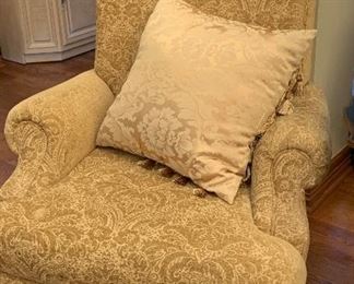Lillian August Collection Pair Gold Fringe Chairs w Rolled Back 