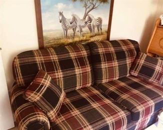 Green and red Plaid loveseat sofa 
Best offers
Size 68” wide x 36” depth x 21” seat depth