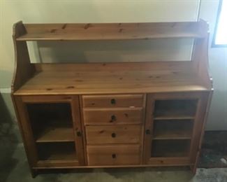 Pine Shelving Display Unit - Adjustable shelves and kid proof catches on the 4 drawers (58x17”deepx4’high)