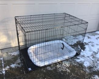 Extra large Folding Dog Kennel with bottom tray & pad. (48x30”x32” high)