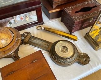 Barometer, Italian small globe, German brass shoe horn- so many interesting items!