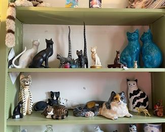 More cats!  Wood, ceramic and pottery