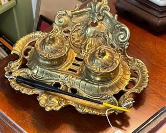 Beautiful brass inkwell