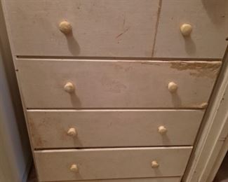 White painted 5 drawer chest. $20