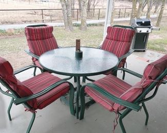 Round Glass Top Patio Table and 4 Chairs