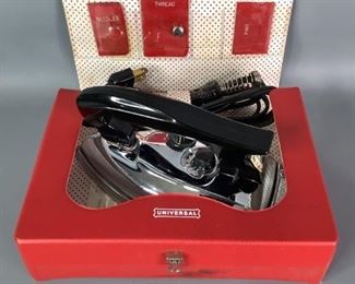 Vintage Travel Iron
Travel Steam iron in red vinyl case. Includes accessories; see pictures for details.