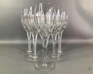 Waterford Crystal Large Wine Glasses
Set of six (6) large wine glasses. Each has the Waterford stamp on the base. 9.5"H and no visible cracks or chips.