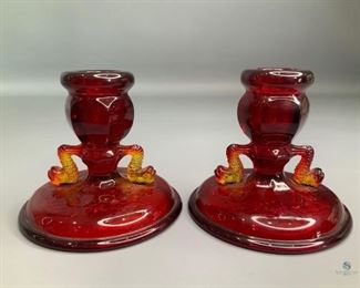 Fenton Coy Fish Candlesticks
A pair of "Ruby" Coy Fish Candle Holders. Fragile