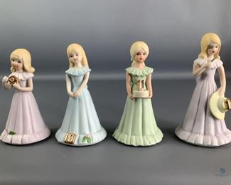 Enesco Young Birthday Girls
Set of four (4) Enesco Growing Up Birthday Girls, years 9 through 12. Tallest is 6"H, no visible cracks or chips. All pieces are marked with Growing Up stamp on the bottom.