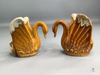 Ceramic Swans
Handmade Swans, signed on the bottom. 3.5"