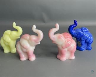 Four Fenton Elephants
Four (4) Elephants. Two pink, one blue and one yellow.