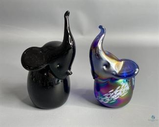Glass Elephants
Two (2) Glass Elephants, not marked. One black and one carnival Glass.