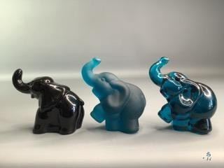 Fenton Elephants
The blue elephants are marked Fenton, but there is no mark on the black one.