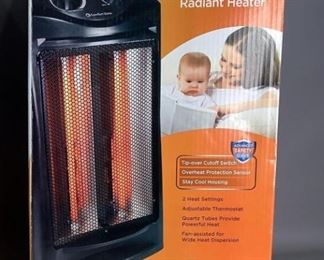 Heater
One Comfort Zone 1500-watt infrared quartz flat panel indoor electric space heater with thermostat. Appears to be new in box.