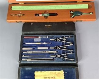 Vintage KE Doring Lettering Set & Dietzgen Drawing Instruments
Vintage Keuffel & Esser Co. Doring Lettering Set & Dietzgen National Drawing Instrument Set.