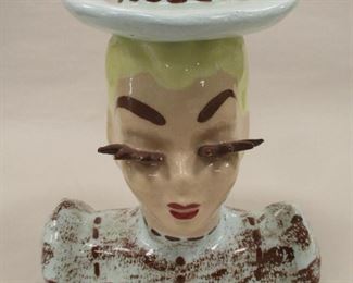 HEAD VASE. CHIPS ON THE TIPS OF THE EYE LASHES