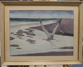CHARLES MULVEY (1918-2002, WA) ATTRIBUTION - WATERCOLOR OF A SEAGULL FRAME 20" x 26"
