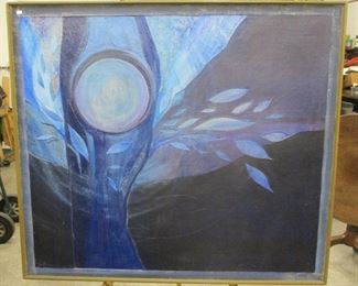 ROGER A. LONG (OREGON) 1968 ACRYLIC ON PANEL TITLED 'THE MOON TREE OF LIFE'. 42" X 48". FROM A CORPORATE COLLECTION