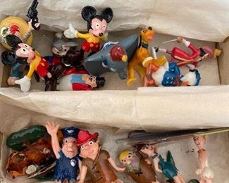 Miniature DISNEY and Flintstones 
1950’s plastic 
