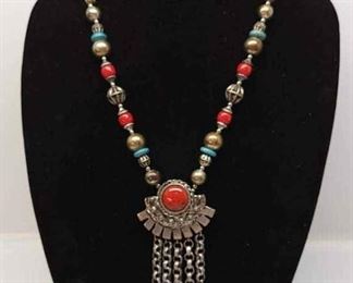 Red Stone Necklace By Molli