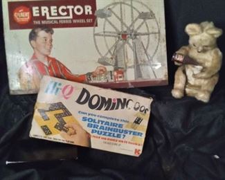 Antique Erector Ferris Wheel Set, PEPSI Bear Vintage Dominooos Game