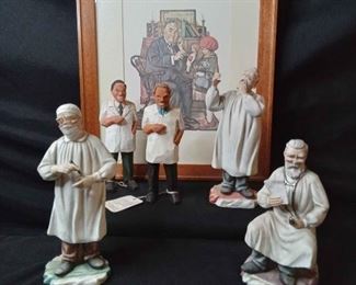 Norman Rockwell Print And Vintage Figurines By Andrea Sadek And John Erickson.