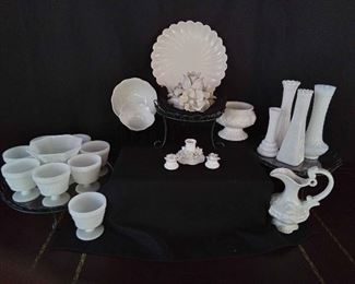 White Milk Glass And Porcelain