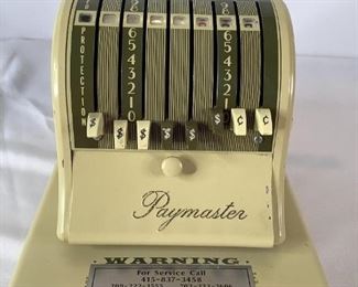 Paymaster Check Writer
Paymaster check writer #8L104343. H7" x W7.5" x D10.5" Good condition