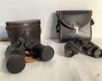 Vintage Binoculars
Two pairs of binoculars that come in cases. One is Mercury Model# 1111 7x35, custom model with leatherlike carry strap that shows some wear. Comes with lens caps and black leather like case with carry strap. The other is Helles 8x27 and made in France The metal edges do show some wear. It comes in a black leather like case with carry strap that show wear.