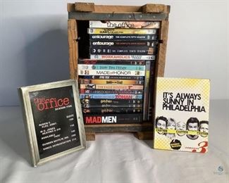 DVDs
Includes several DVD s with some titles like Harry Potter, Mad Men, all in a storage crate.